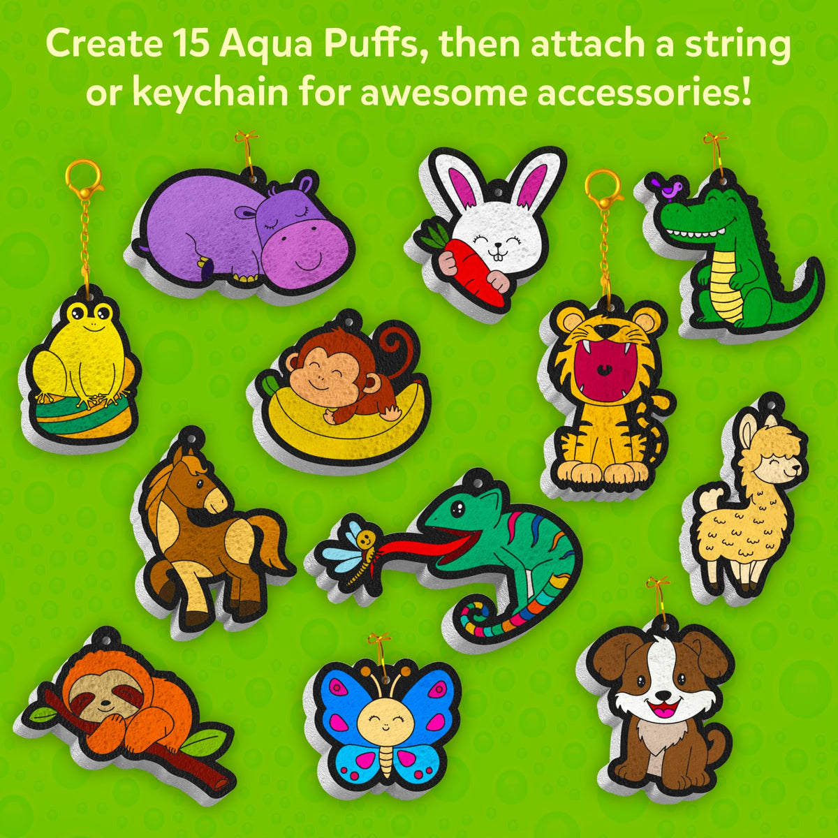 Skillmatics Aqua Puffs keychains and accessories ready to wear