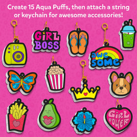 Skillmatics Aqua Puffs keychains and string convert art into wearable accessories.