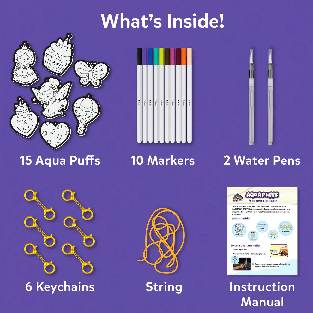 Skillmatics Aqua Puffs mess-free crafting with no glue required.