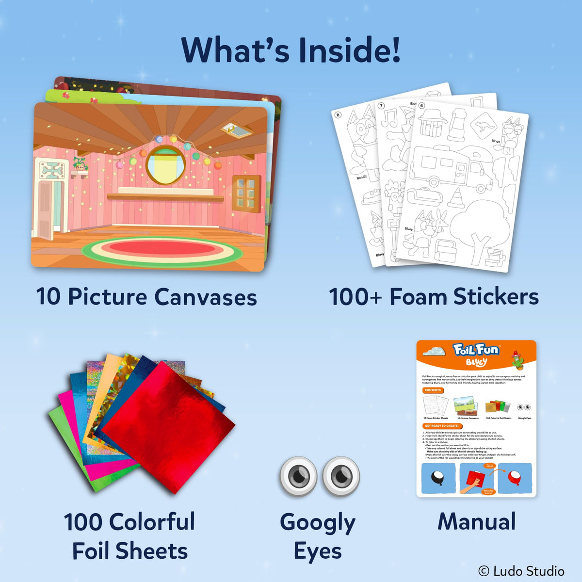 Skillmatics Bluey Foil Fun metallic foil sheets for shimmering effects