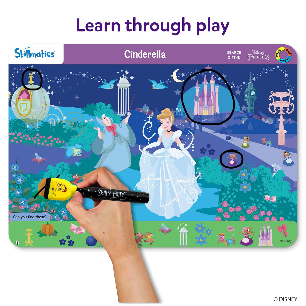 Skillmatics Disney Princess duster cloth for quick mat cleanups