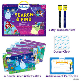 Skillmatics Disney Princess search and find mats back scene supports focus
