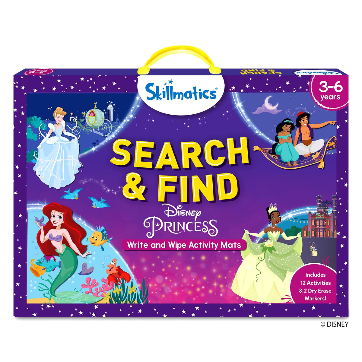 Skillmatics Disney Princess search and find mats front scene helps kids boost observation skills