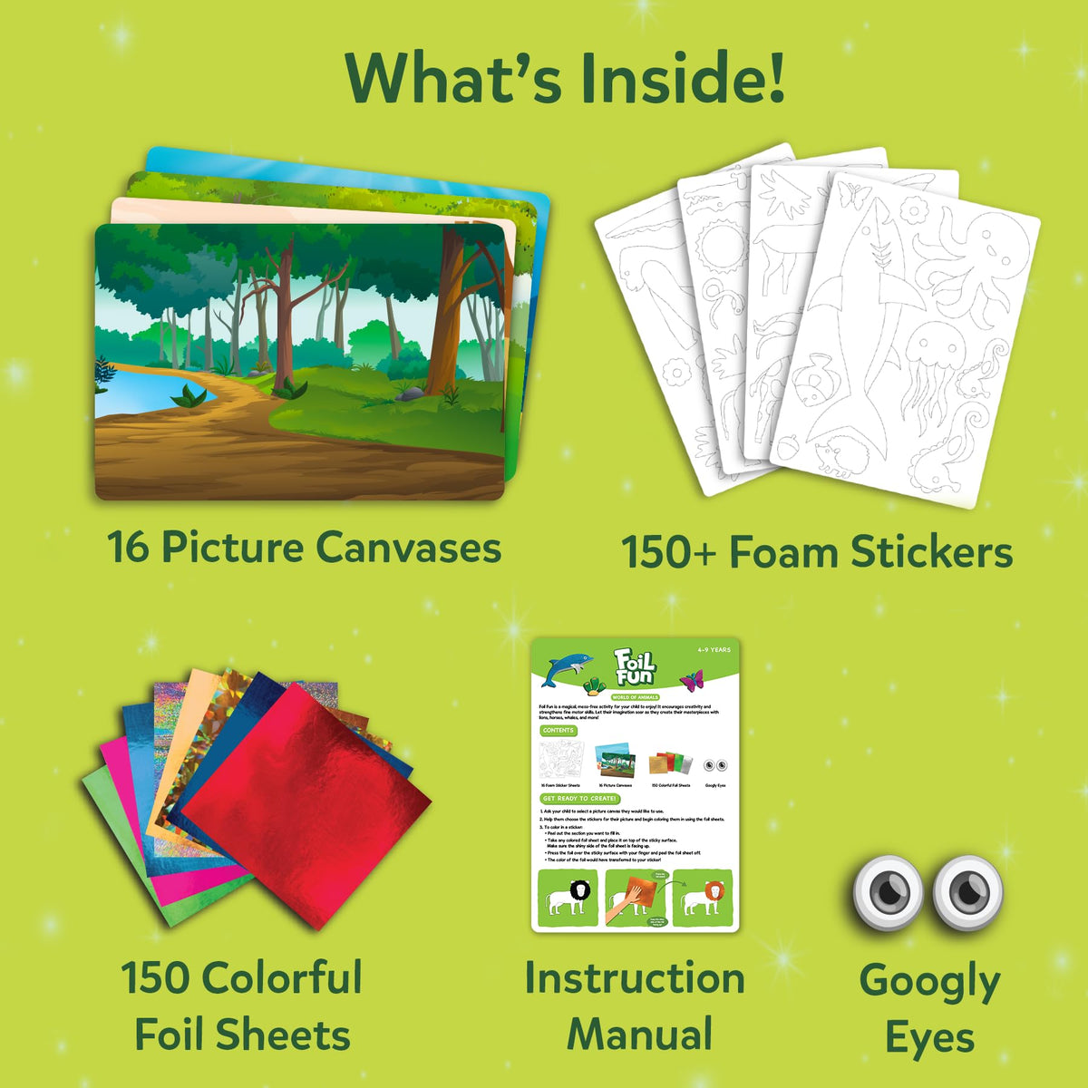 Skillmatics Foil Fun Animals foil sheets: shimmering colors add sparkle to drawings.