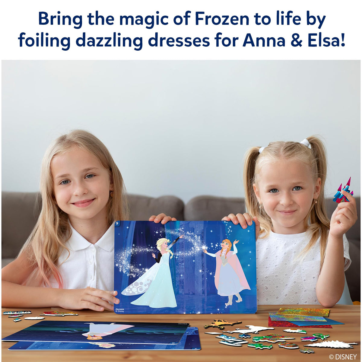 Skillmatics Foil Fun Disney Frozen dress detail foiling for Anna and Elsa outfits