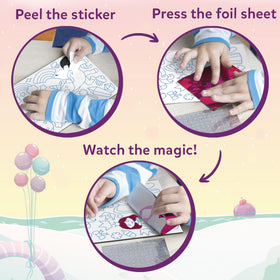 Skillmatics Foil Fun instruction manual guiding kids through steps