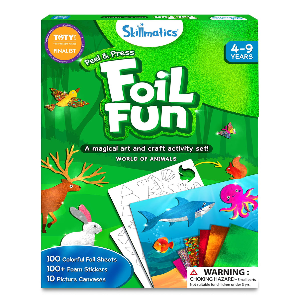 Skillmatics Foil Fun Lion canvas with foil ready for imaginative play on the go.