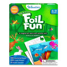Skillmatics Foil Fun Lion canvas with foil ready for imaginative play on the go.