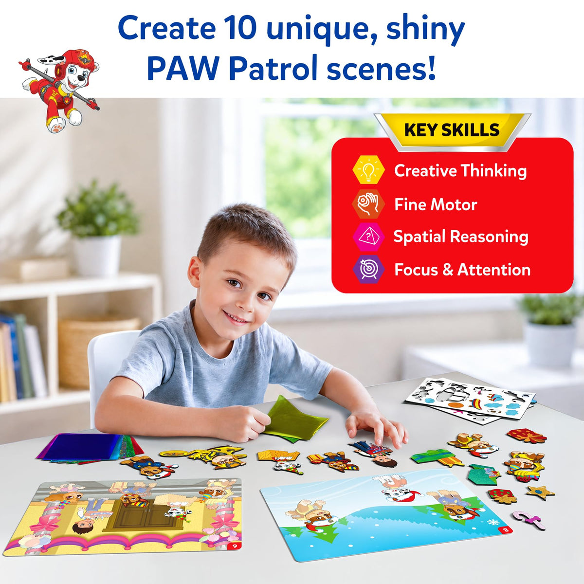 Skillmatics Foil Fun Paw Patrol Marshall scene with vibrant foil accents