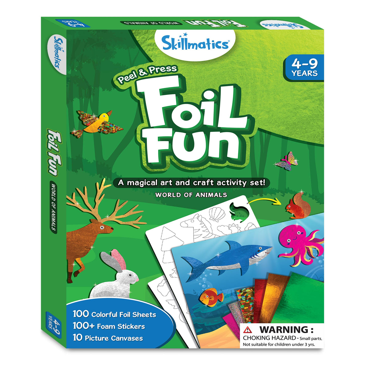 Skillmatics Foil Fun travel case keeps materials organized for on-the-go crafts.
