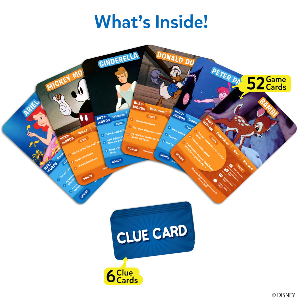 Skillmatics Guess in 10 Disney game cards featuring iconic characters