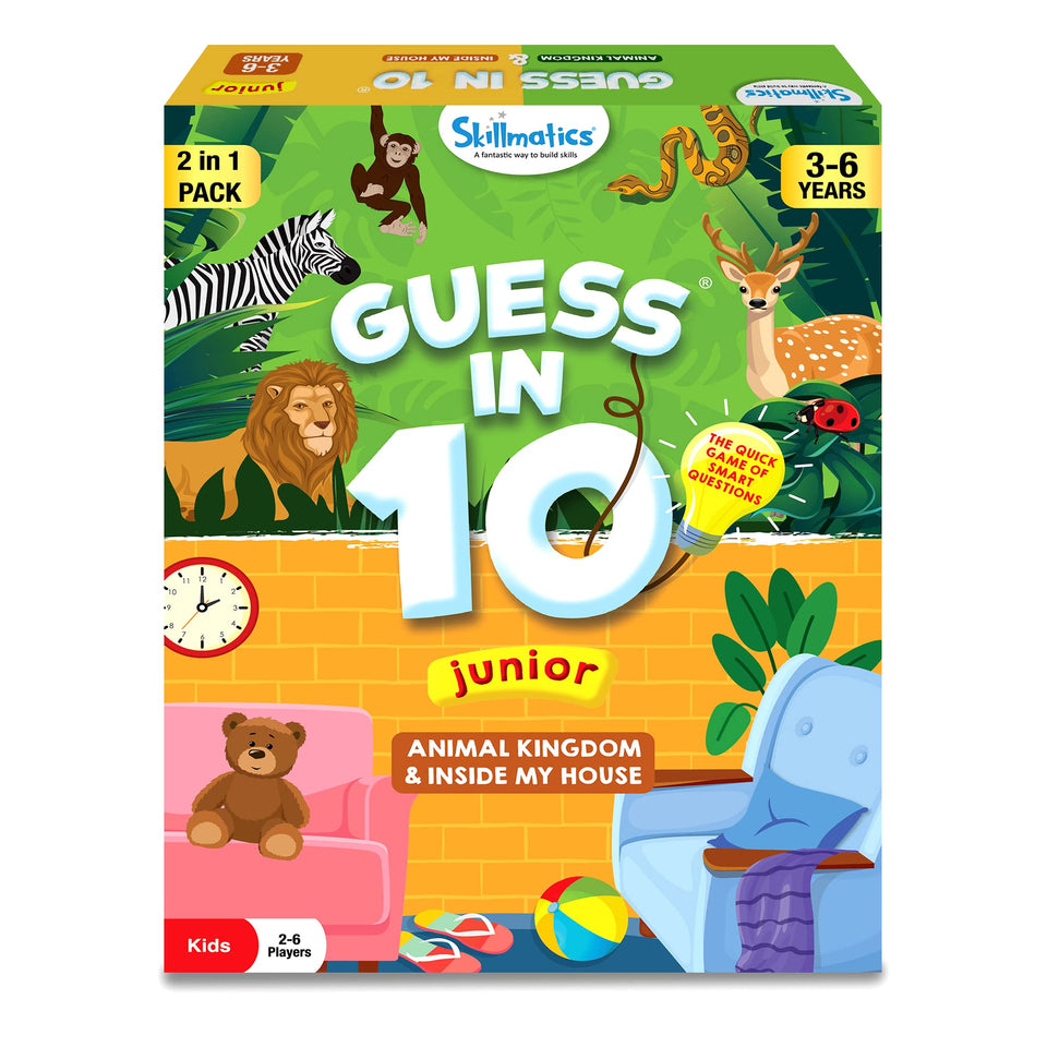 Skillmatics Guess in 10 Junior Animals game cards for imaginative questions and learning