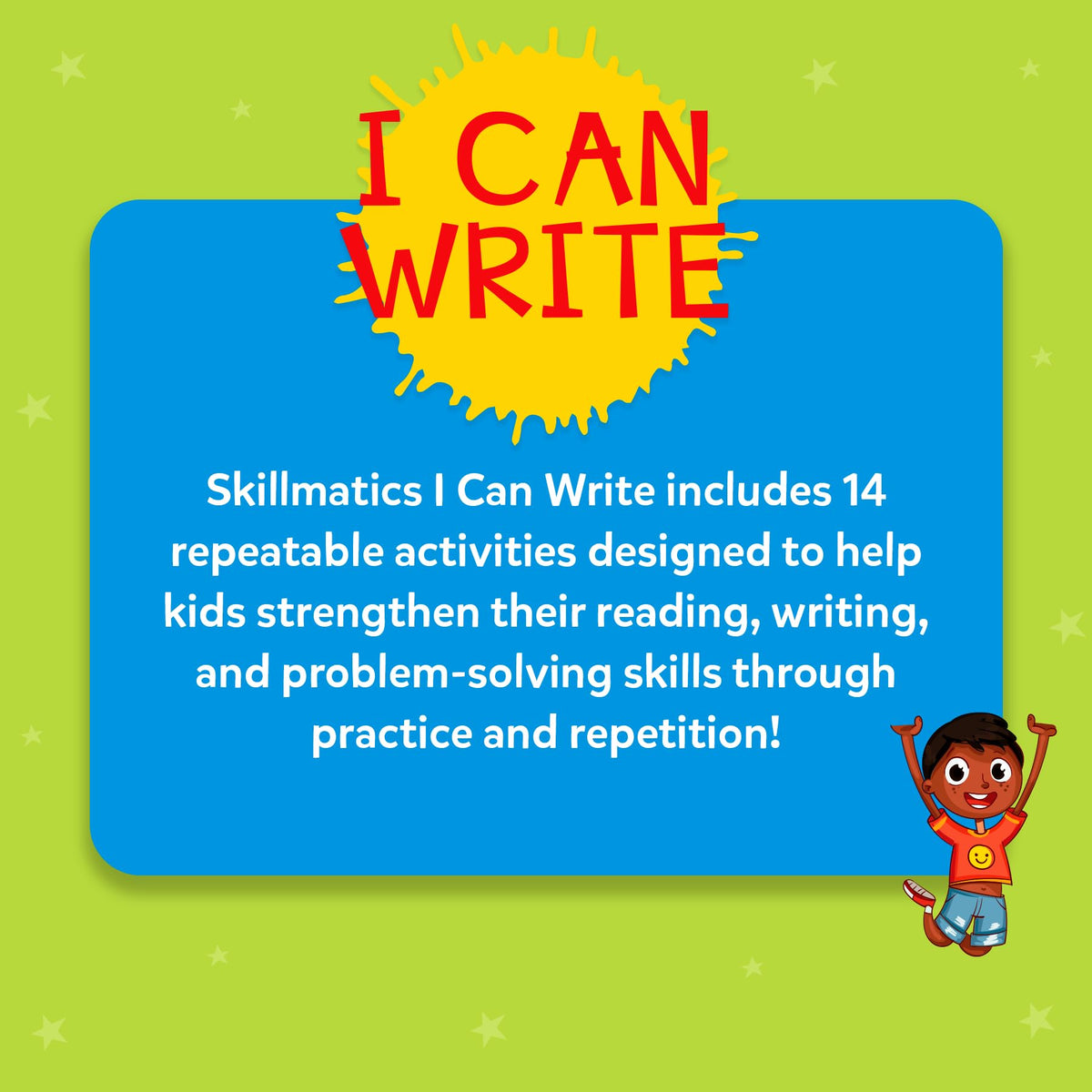 Skillmatics I Can Write child practicing independently with guided activities