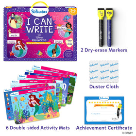 Skillmatics I Can Write Disney Princess mats back view showing reusable surface