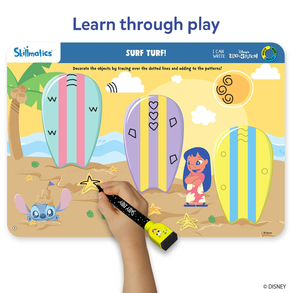 Dry-erase markers included for precise tracing on the mats.