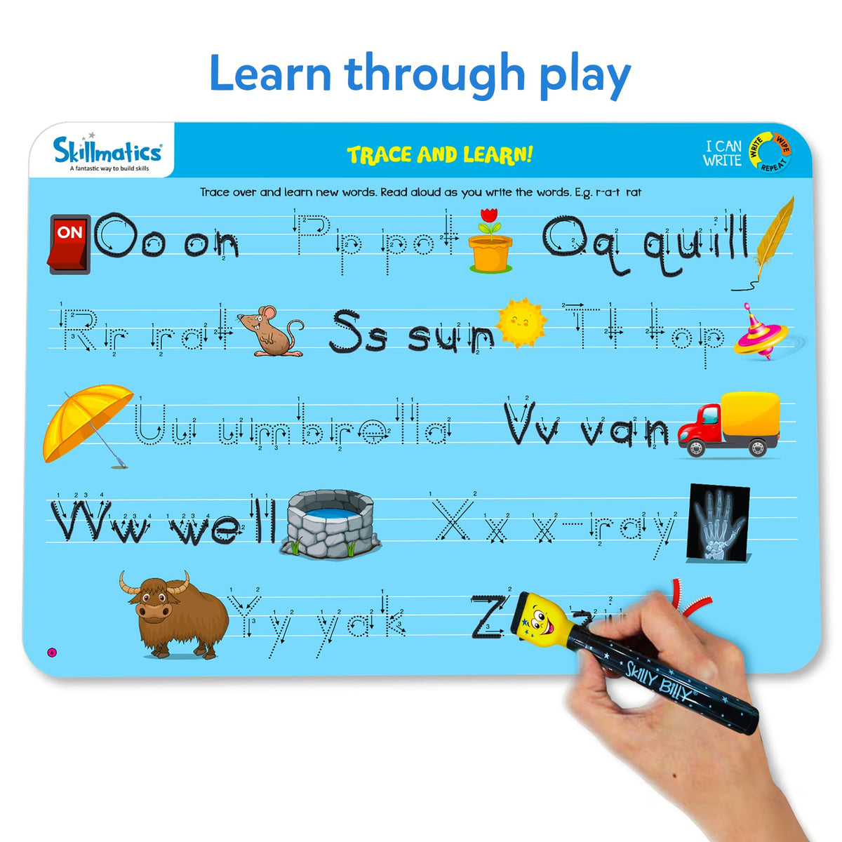 Skillmatics I Can Write dry-erase pens enable quick, clean practice on mats