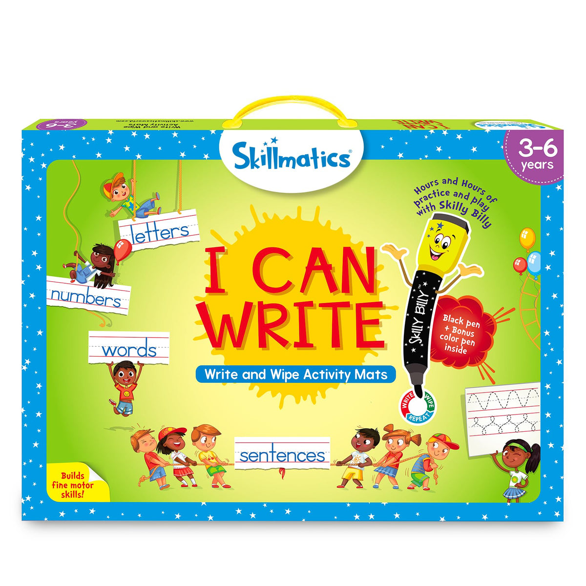 Skillmatics I Can Write front view shows reusable learning mats for early literacy