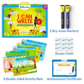 Skillmatics I Can Write mats spread displays 14 activities for reading and writing practice