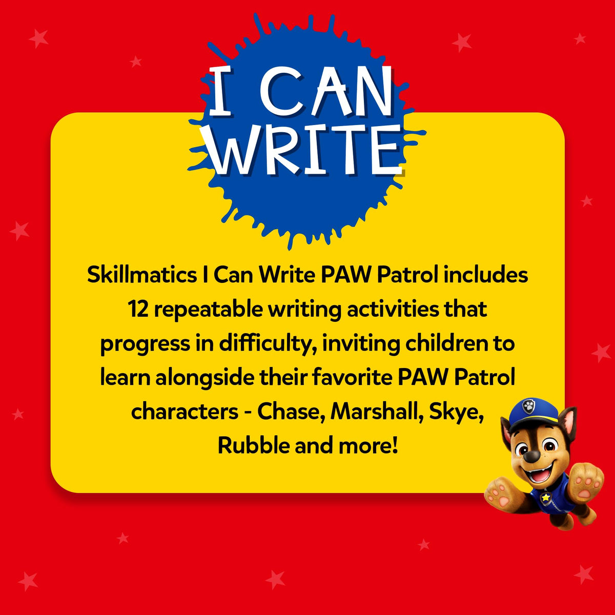 Skillmatics I Can Write PAW Patrol dry-erase markers set for easy writing and erasing