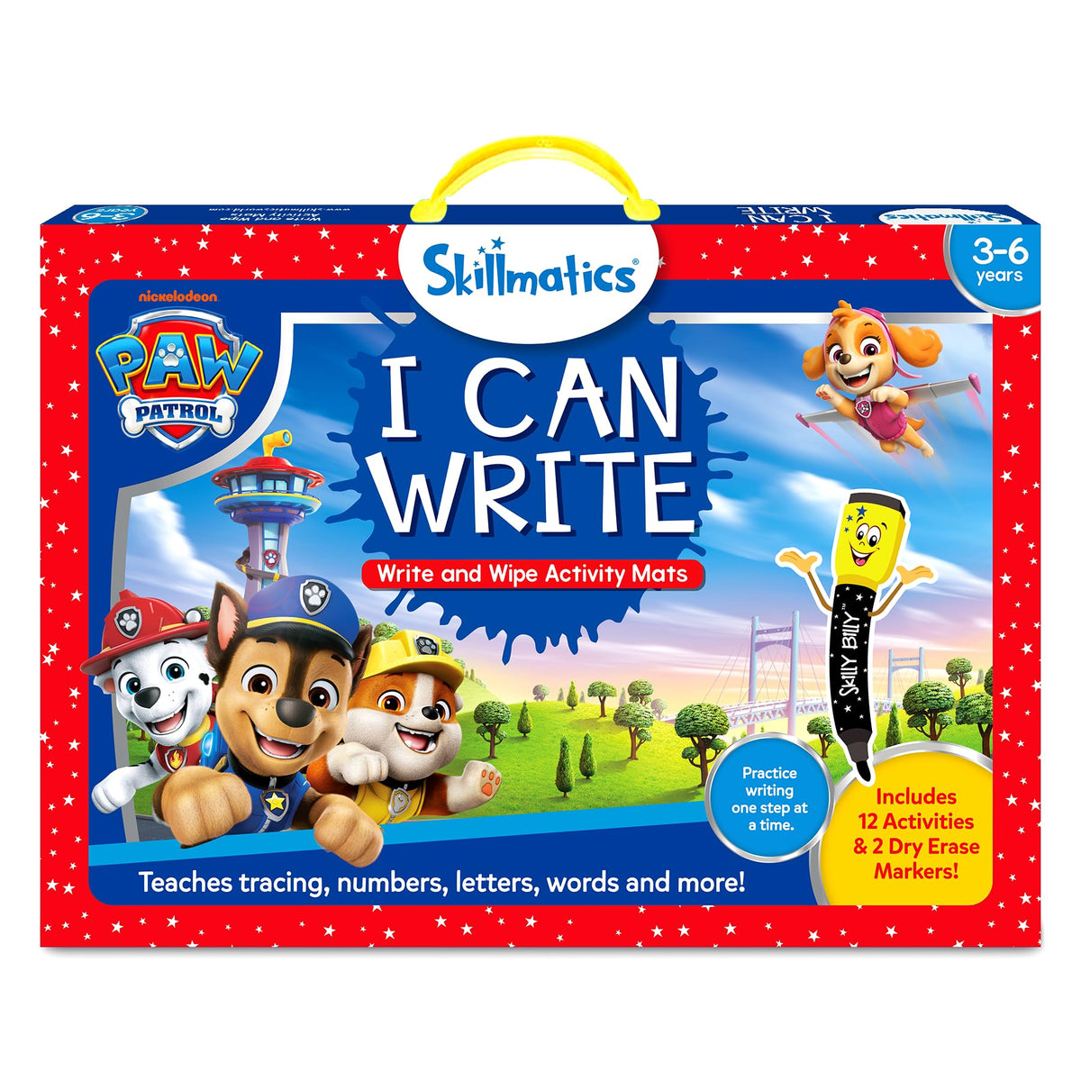Skillmatics I Can Write PAW Patrol mats front view for screen-free writing practice with favorite characters