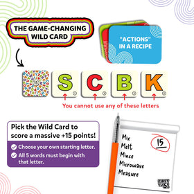 Skillmatics 30-letter cards enabling creative word prompts.