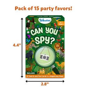 Magnifying glass included with Skillmatics party favor for detailed searching.