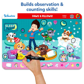 Skillmatics Paw Patrol dry-erase markers enable quick marking and reuse.