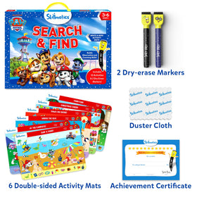 Skillmatics Paw Patrol scene side A encourages object search and focus.
