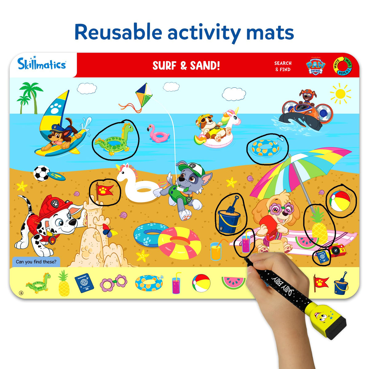 Skillmatics Paw Patrol scene side B enhances attention to detail and memory.