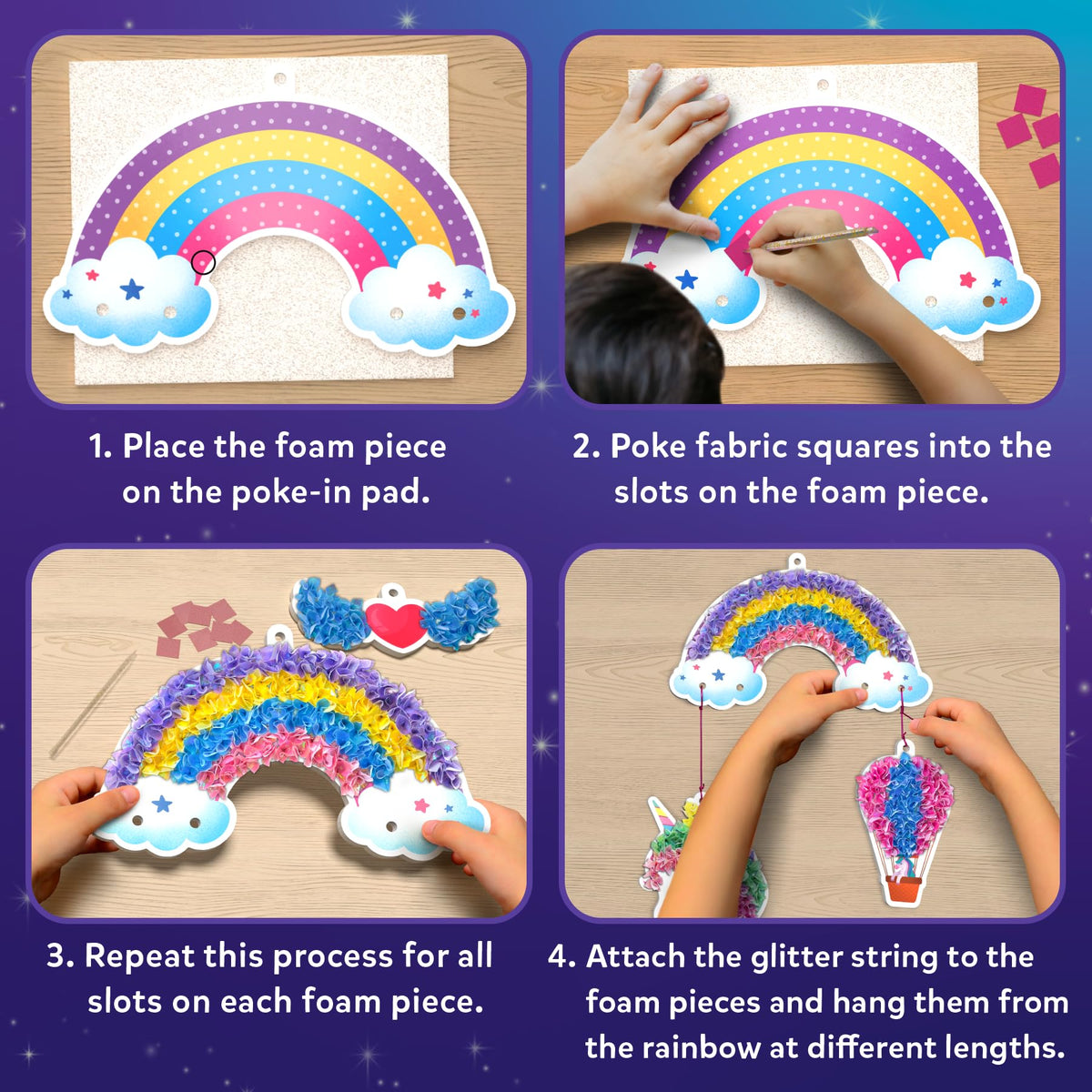 Skillmatics Poke-in Art glitter string adds hanging charm without glue.