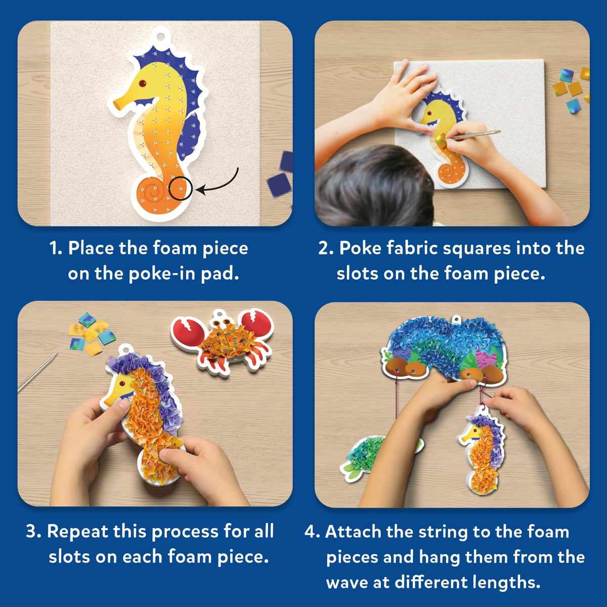 Skillmatics Poke-in Art poke-in pad protects workspace for mess-free fun.