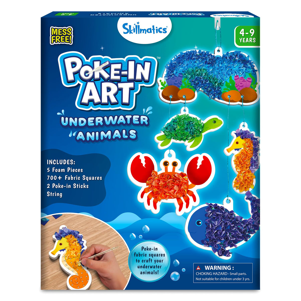 Skillmatics Poke-in Art underwater animals kit contents ready for imaginative crafts.