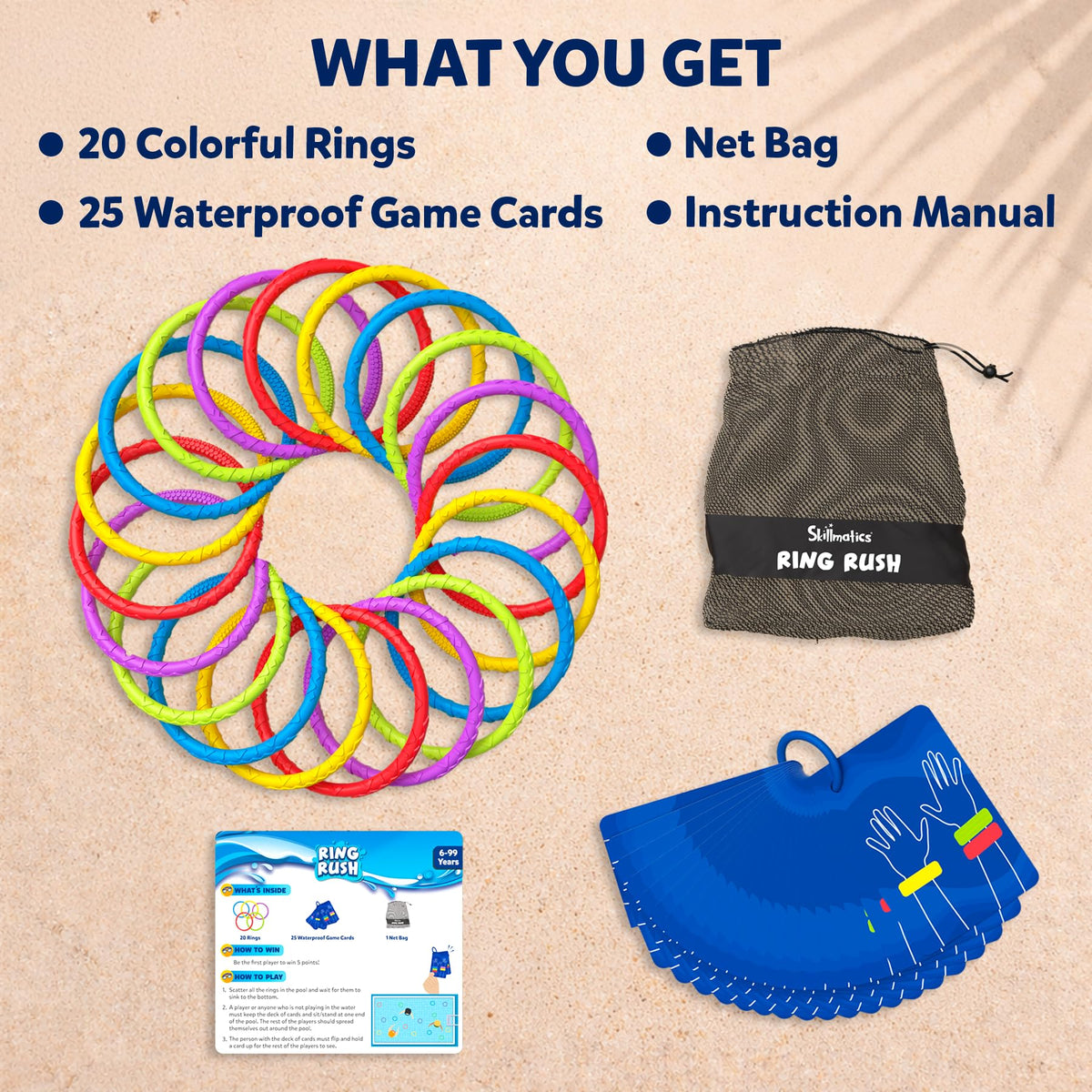 Skillmatics Ring Rush net bag—compact storage keeps rings and cards together.