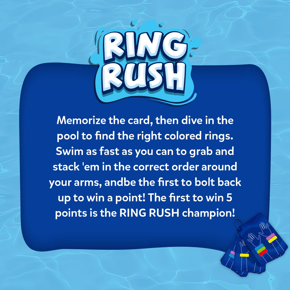 Skillmatics Ring Rush components—card deck, rings, and bag ready for on-the-go play.