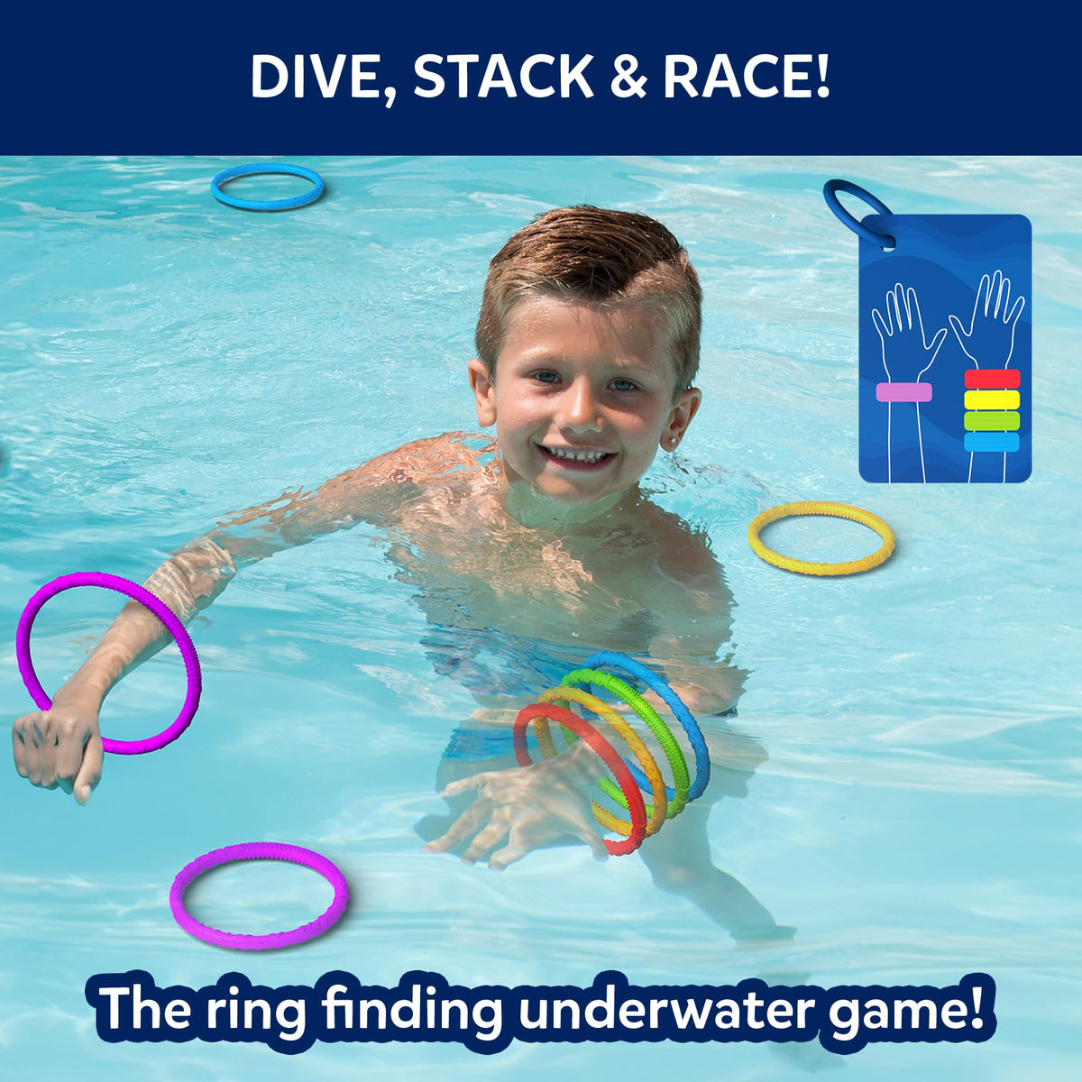 Skillmatics Ring Rush diving toys close-up of soft rings—gentle grip for safe play.
