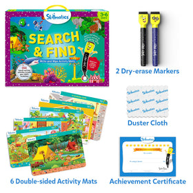Skillmatics mats show jungle safari clues for observational skills and word recall