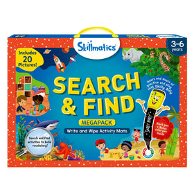 Skillmatics Search and Find Megapack mats arranged for interactive vocabulary building.