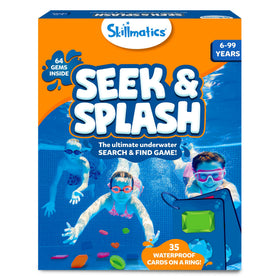 Skillmatics Seek & Splash gems in a pool for an engaging underwater treasure hunt.