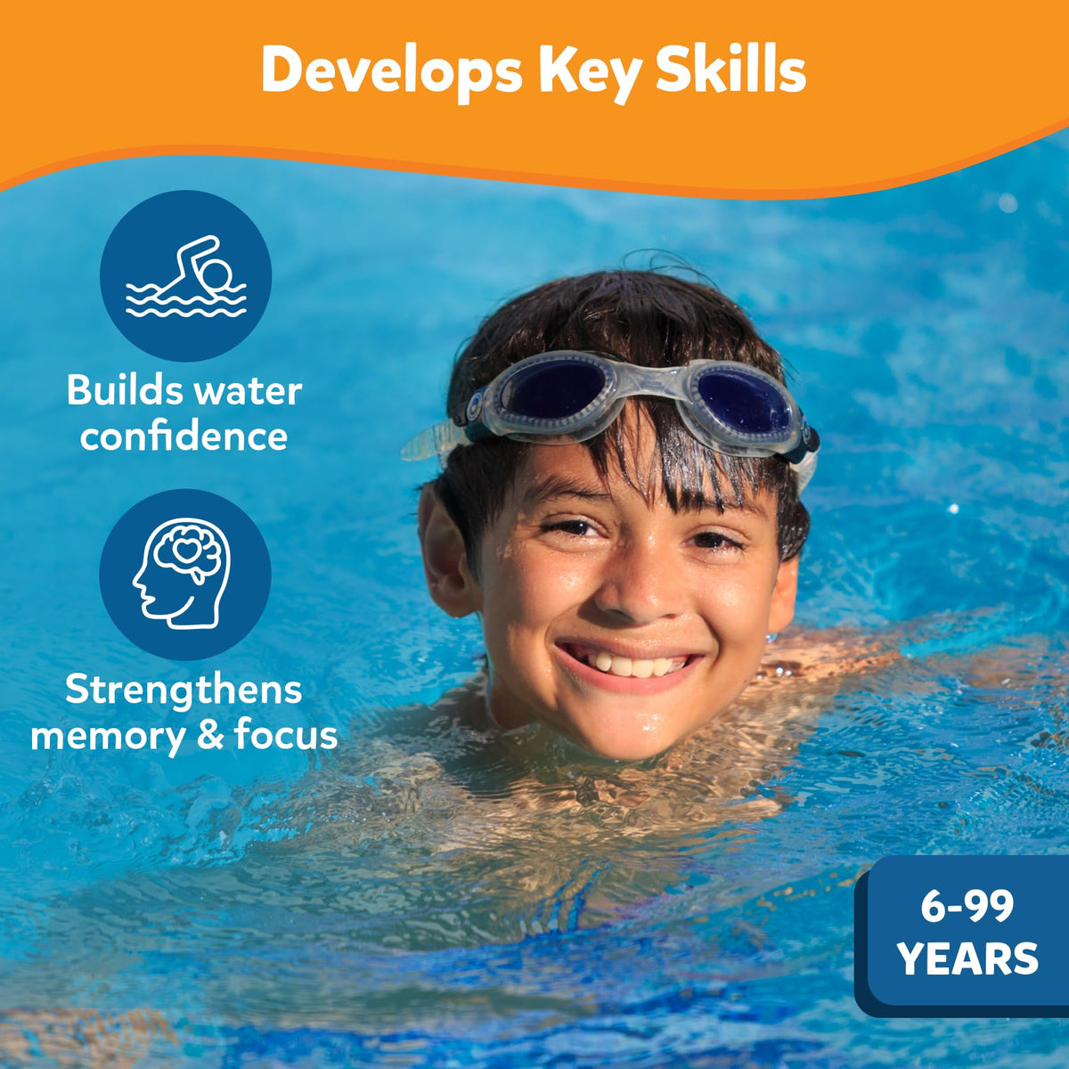 Skillmatics Seek & Splash gems glinting underwater in a vivid pool scene.