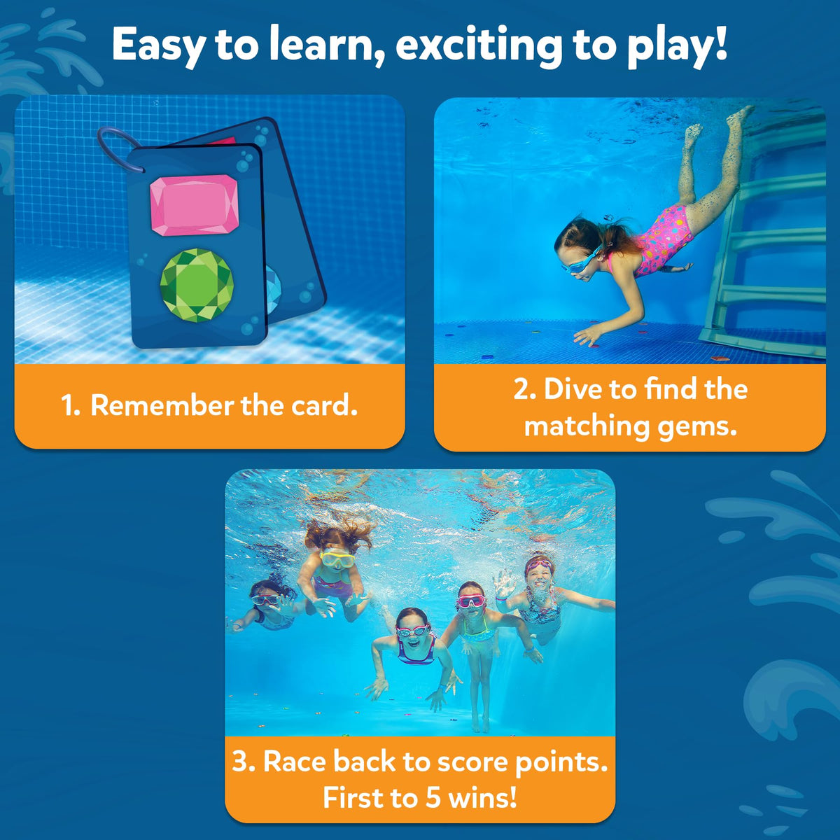 Skillmatics Seek & Splash kids dive and swim while searching for gems.