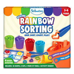 Skillmatics silicone rainbow shapes close-up for color recognition and tactile exploration.