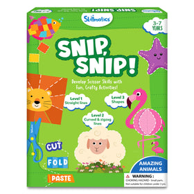 Skillmatics Snip Snip Animals activity book cover invites kids to practice cutting safely.
