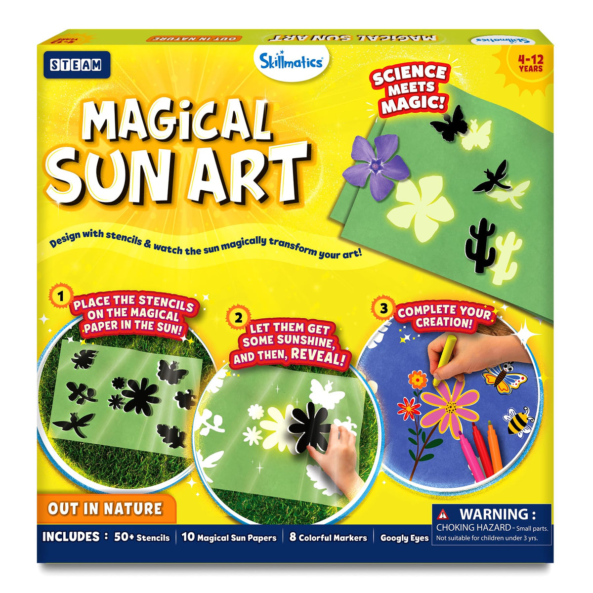 Skillmatics Sun Paper Art Kit shows sun-print silhouette for STEAM exploration.