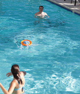 SkimBe Disc Toy with vibrant colors for high visibility during play.