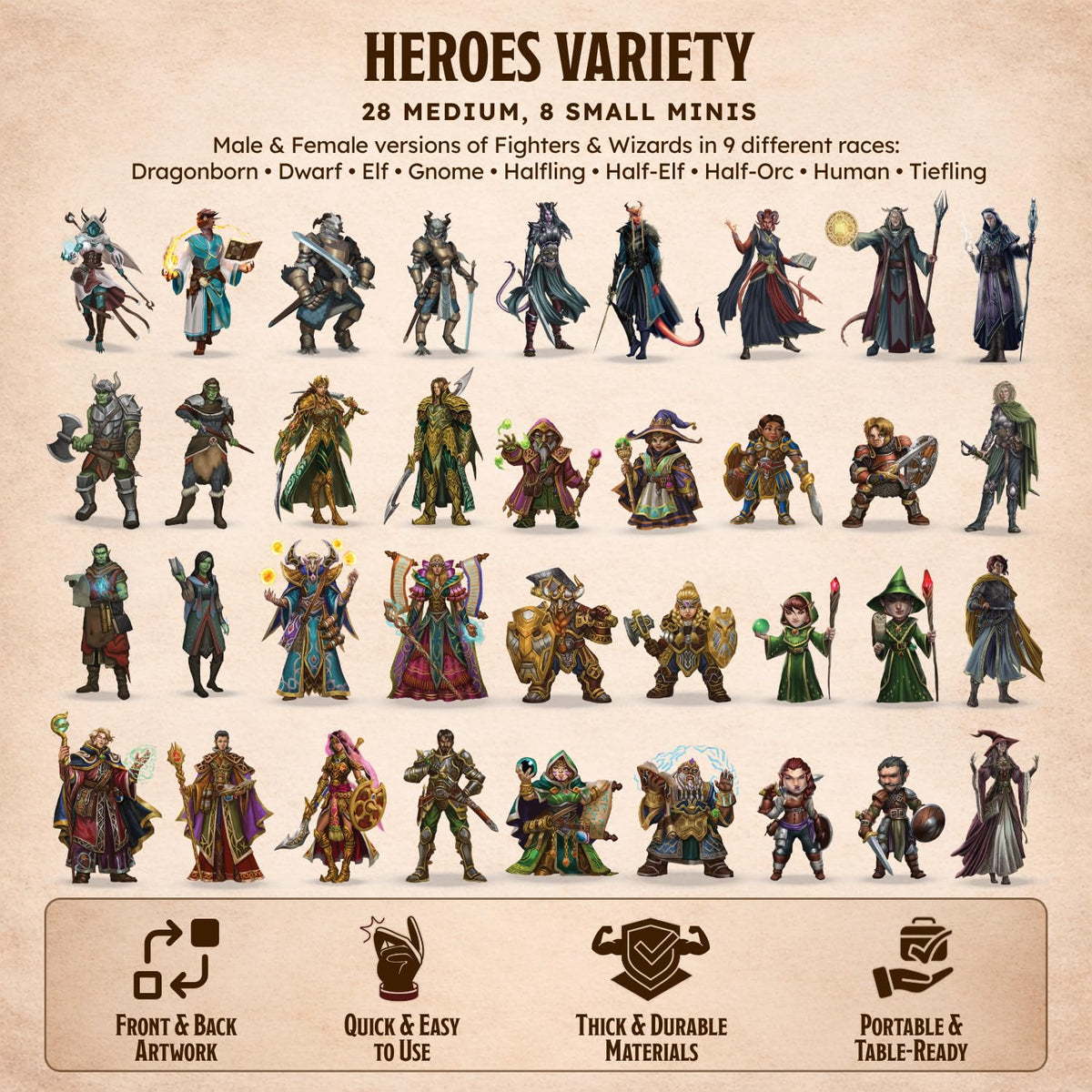Skinny Minis elf 2D miniature with dynamic pose for immersive quests.