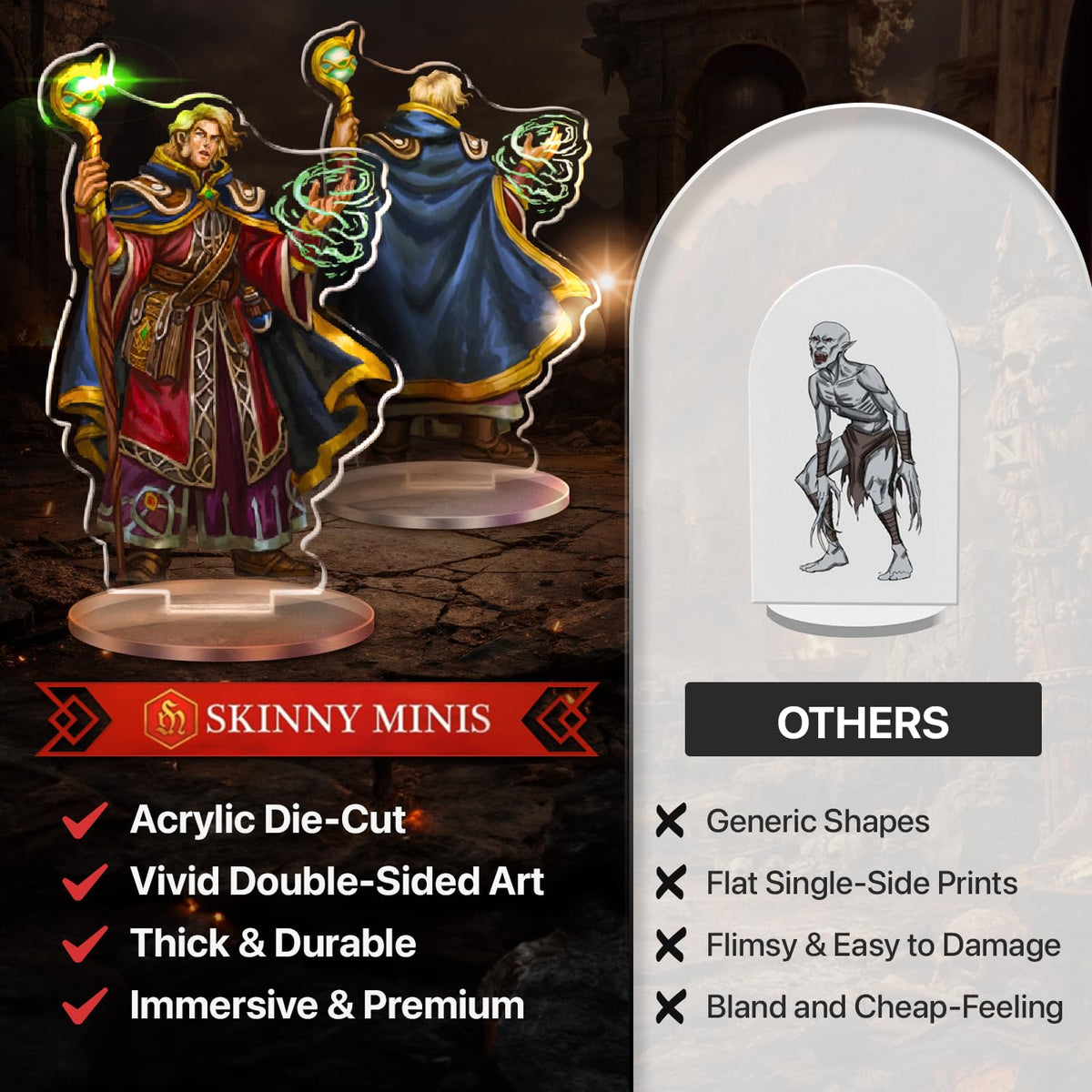 Skinny Minis gnome 2D miniature with detailed features for quirky NPCs.