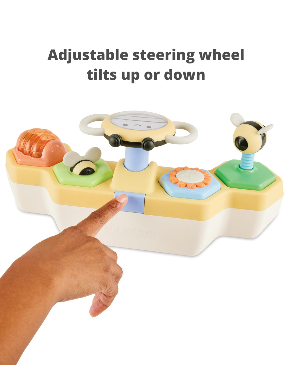 Skip Hop Farmstand See & Bee click-clack bee promotes cause-and-effect play.