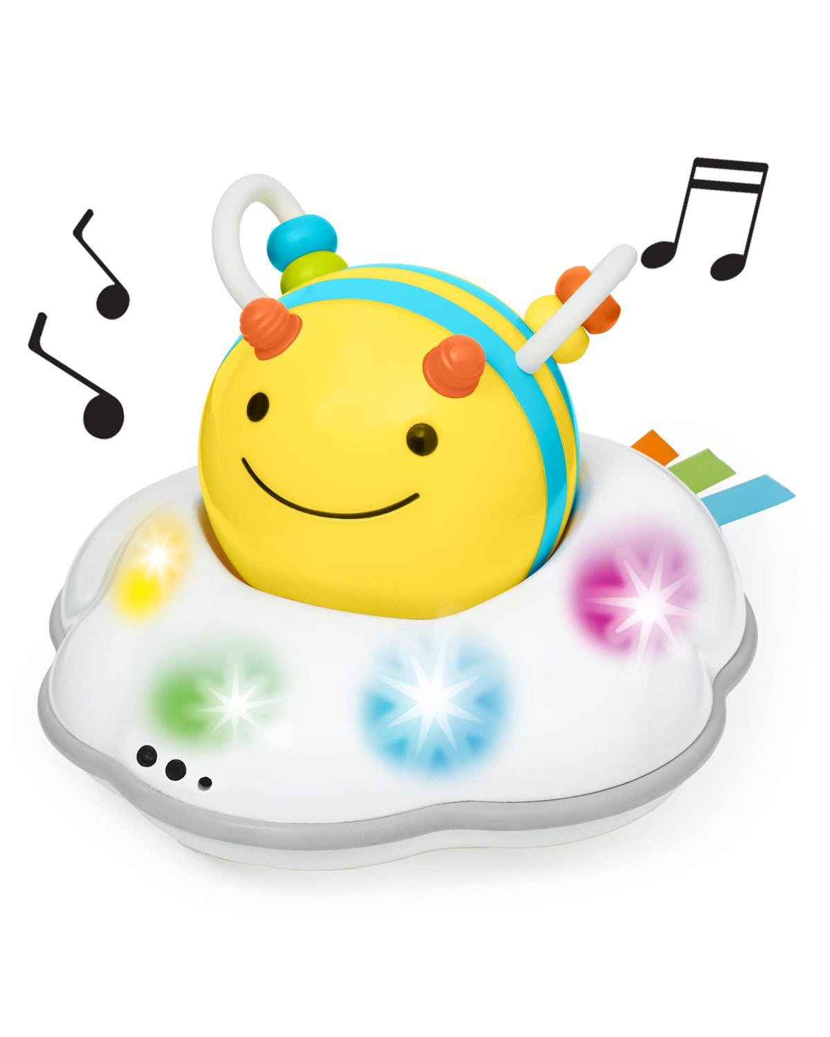 Skip Hop Follow-Me Bee rattle stage 1 inspires tiny grasping and teething-friendly play.