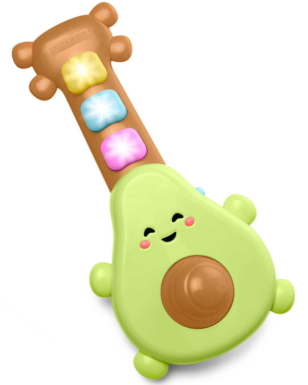 Skip Hop Rock-A-Mole Guitar avocado design invites curious play and musical discovery.