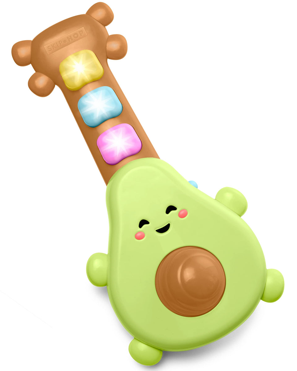 Skip Hop Rock-A-Mole Guitar avocado design invites curious play and musical discovery.